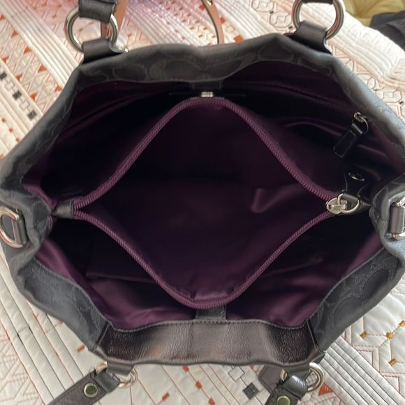 Coach bluish, gray handbag, monogrammed - Picture 5 of 7